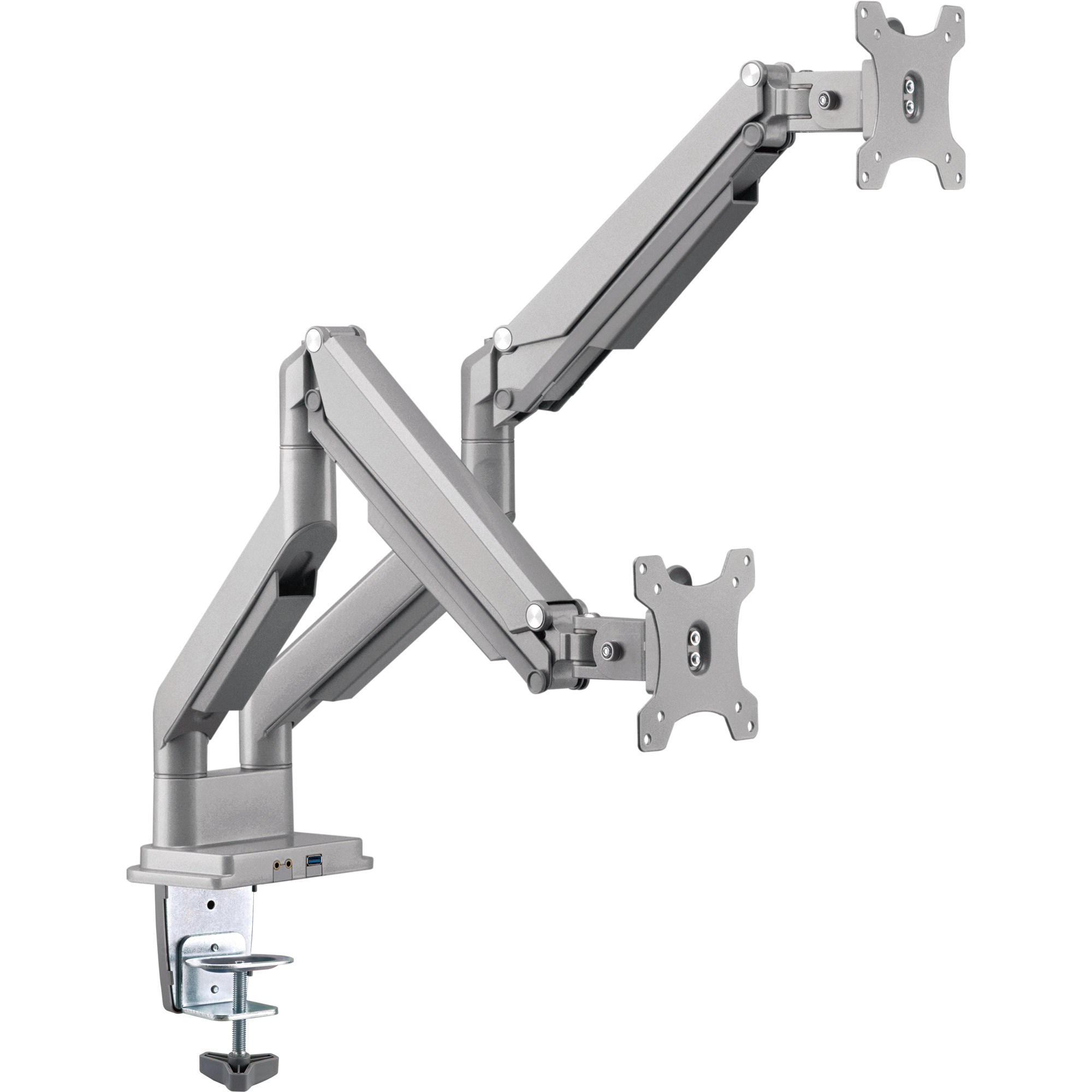 InLine® Tischhalterung mit Lifter und USB/Audio, beweglich, für zwei Monitore bis 81cm (32"), max. 9kg InLine® Tischhalterung mit Lifter und USB/Audio, beweglich, für zwei Monitore bis 81cm (32"), max. 9kg