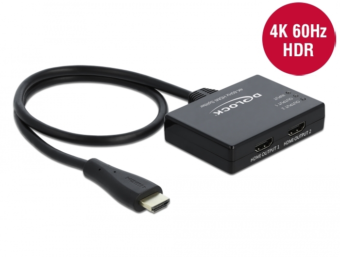 Delock HDMI Splitter 1 x HDMI in > 2 x HDMI out 4K 60 Hz Delock HDMI Splitter 1 x HDMI in > 2 x HDMI out 4K 60 Hz