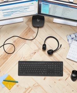 HP USB-C Dockingstation G5 100W Seien Sie mit nur einem Kabel schnell einsatzbereit und verbinden Sie Ihr USB-C-fähiges Notebook mit Ihren Displays, Geräten und kabelgebundenen Netzwerken mit der vielseitigen, eleganten und platzsparenden HP USB-C-Dockingstation G5.