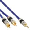Cinch/Klinke Kabel, PREMIUM, 2x Cinch Stecker an 3,5mm Klinke Stecker, 10m, blau InLine® Cinch/Klinke Kabel, PREMIUM, 2x Cinch Stecker an 3,5mm Klinke Stecker, 5m