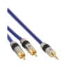 Cinch/Klinke Kabel, PREMIUM, 2x Cinch Stecker an 3,5mm Klinke Stecker, 2m, blau InLine® Cinch/Klinke Kabel, PREMIUM, 2x Cinch Stecker an 3,5mm Klinke Stecker, 5m