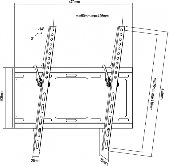 equip LCD-TV Wandhalterung 32"~55" VESA Standard / neigbar equip LCD-TV Wandhalterung 32"~55" VESA Standard / neigbar – Bild 2