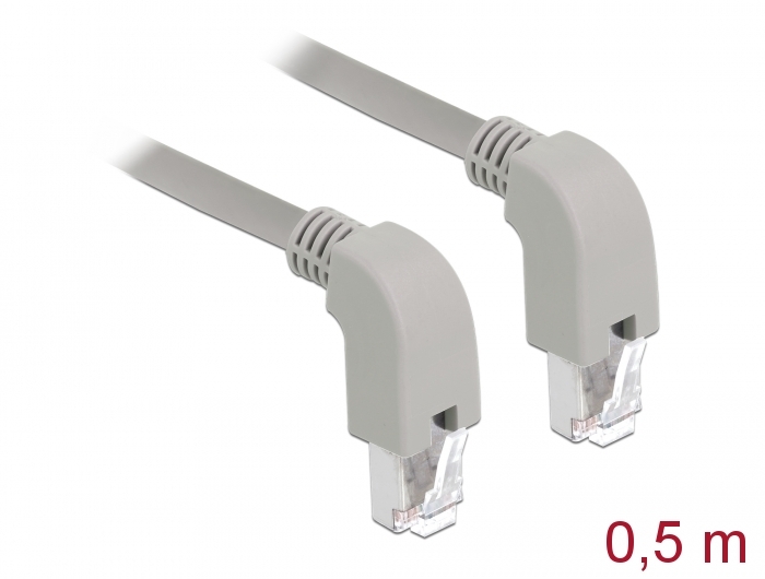 Delock Netzwerkkabel RJ45 Cat.6A S/FTP unten / unten gewinkelt 0,5 m Delock Netzwerkkabel RJ45 Cat.6A S/FTP unten / unten gewinkelt 0,5 m