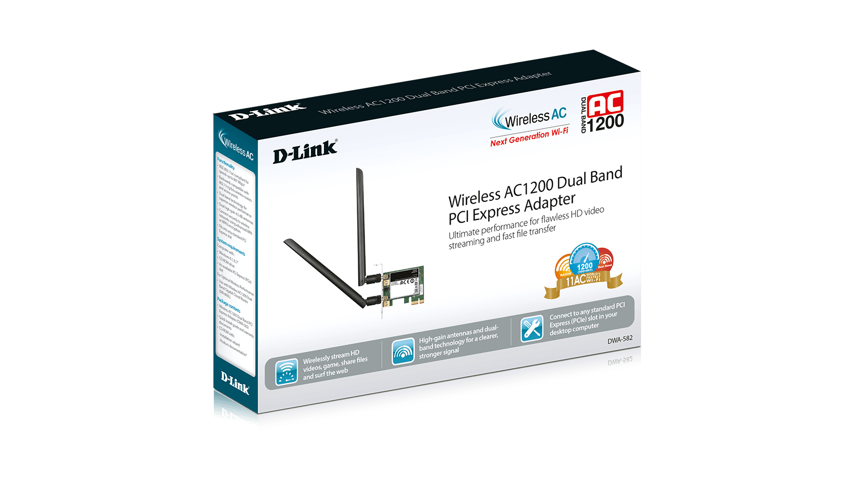 D-Link DWA-582 AC1200 Dualband PCIe Adapter D-Link DWA-582 AC1200 Dualband PCIe Adapter – Bild 3