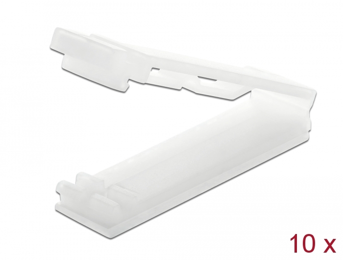 Delock Flachbandkabelhalter mit Verschlussclip selbstklebend natur 10 Stück Delock Flachbandkabelhalter mit Verschlussclip selbstklebend natur 10 Stück