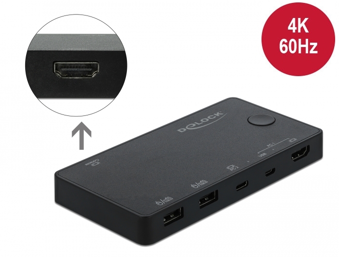 Delock HDMI / USB-C KVM Switch 4K 60 Hz mit USB 2.0 Delock HDMI / USB-C KVM Switch 4K 60 Hz mit USB 2.0