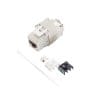 helos Cat.6a Keystone Modul 22-26 AWG 15,45 mm breit werkzeuglos Anschlüsse: RJ45 Buchse auf Schneidklemme , geeignet für AWG 22 bis AWG 26 , Kabeldurchmesser von 5,0 bis 8,5mm , werkzeuglose Montage , Kontakt Material: bronze, vergoldet , Gehäuse Material: Zinklegierung , Schirmung: vollgeschirmt 360° , Farbe: silber , Zertifizierung: GHMT