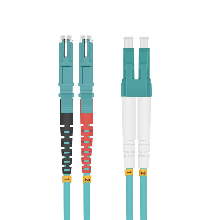 helos LWL Patchkabel E2000® (LSH)/LC Duplex 50/125µm OM3 aqua 1,0m helos LWL Patchkabel E2000® (LSH)/LC Duplex 50/125µm OM3 aqua 1,0m