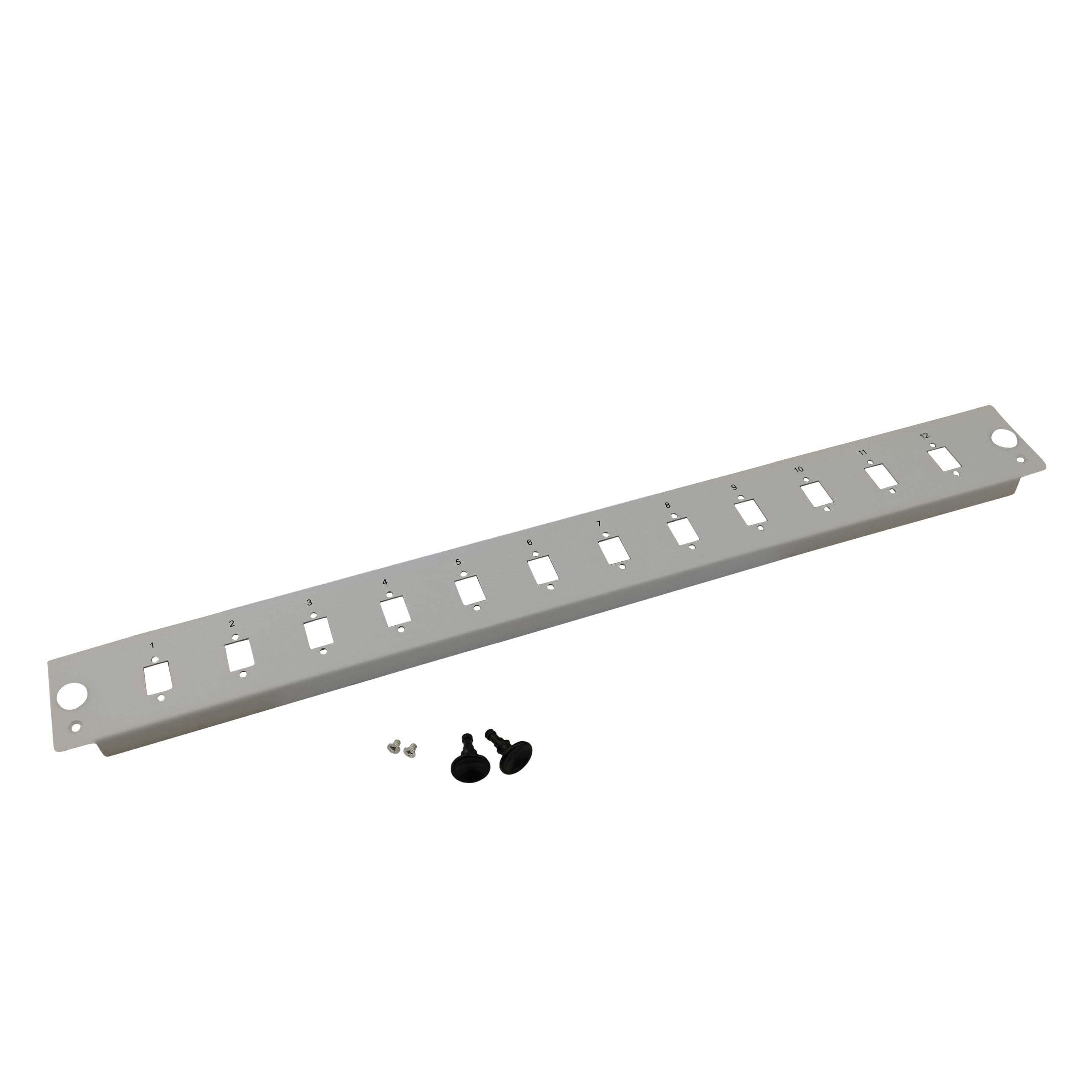 helos LWL 19" Breakoutbox Frontplatte 12-Fach Blende unbestückt, grau helos LWL 19" Breakoutbox Frontplatte 12-Fach Blende unbestückt, grau