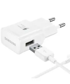 Samsung - EP-TA50EWE - Fast Charger + USB Cable to USB Type C Cable - White BULK