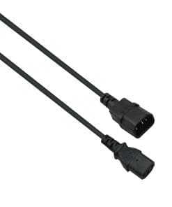 helos Kaltgerätekabel Verlängerung - IEC C13 auf C14 - Stromkabel schwarz 1,0m