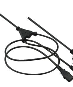 helos Netzanschluss-Y-Kabel, Schutzkontaktstecker auf 2 x C13, schwarz, 2,0m