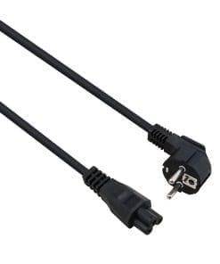 helos Netzanschlusskabel, Schutzkontaktstecker 90° auf C5, schwarz, 3,0m