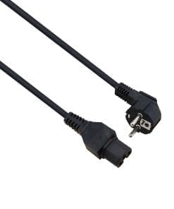 helos Netzanschlusskabel, Schutzkontaktstecker 90° auf C15, schwarz, 3,0m