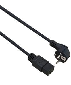 helos Netzanschlusskabel, Schutzkontaktstecker 90° auf C19, schwarz, 1,8m