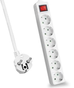 helos Steckdosenleiste CLASSIC, 6-fach, weiß, 1,5m, mit Schalter