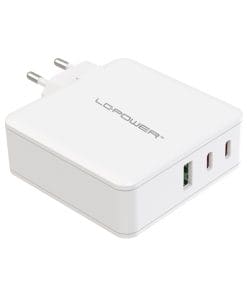 LC-Power LC-GAN-100, USB-Netzteil GaN, 2x USB-C, 1x USB-A, 100W, weiß