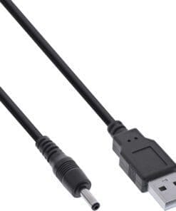 InLine® USB DC Stromadapterkabel, USB A Stecker zu DC 3,5x1,35mm Hohlstecker, schwarz, 3m