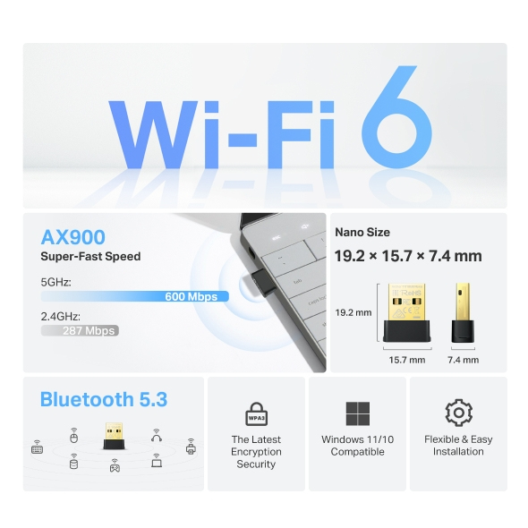 TP-Link Archer TX10UB Nano AX900 Dual Band Wi-Fi 6 BT-Adapter TP-Link Archer TX10UB Nano AX900 Dual Band Wi-Fi 6 BT-Adapter – Bild 4