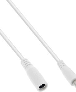 InLine® DC Verlängerungskabel, DC Stecker/Buchse 5,5x2,1mm, AWG 18, weiß, 5m