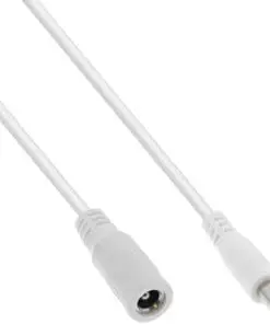 InLine® DC Verlängerungskabel, DC Stecker/Buchse 5,5x2,5mm, AWG 18, weiß, 5m