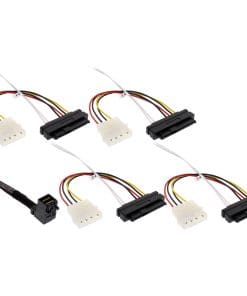 InLine® Mini SAS HD Kabel, SFF-8643 gewinkelt zu 4x SFF-8482 (29-pol.) + Strom, 1m, schwarz