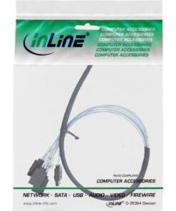Alternative view of InLine® Slim SAS Kabel, SFF-8654 zu 4x SATA 7-pin, 12Gb/s, 0,5m
