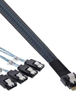 InLine® Slim SAS Kabel, SFF-8654 zu 4x SATA 7-pin, 12Gb/s, 0,5m