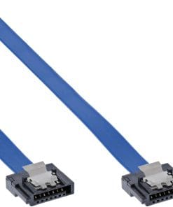 InLine® SATA 6Gb/s Anschlusskabel klein, mit Sicherheitslasche, 0,15m, blau