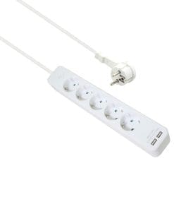 helos Steckdosenleiste ADVANCED, 5-fach, USB-Charger weiß, 1,5m, mit Schalter