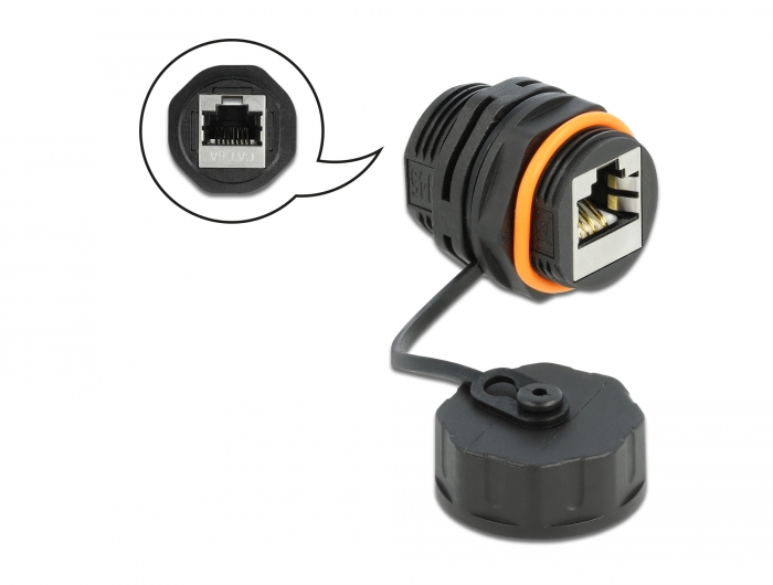 Delock Kabelverbinder RJ45 Buchse zu RJ45 Buchse Cat.6A mit Verschlusskappe Delock Kabelverbinder RJ45 Buchse zu RJ45 Buchse Cat.6A mit Verschlusskappe