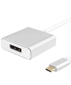 helos Adapterkabel, USB 3.1 Type-C Stecker/DisplayPort 1.2 Bu., PREMIUM, silber