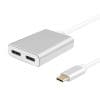 helos Splitter USB 3.1 Type-C St./2x DisplayPort Buchse, PREMIUM 4K, silber HDMI Konverter, USB Type-C St./2x HDMI 2.0 Bu. , PREMIUM , TPE Außenmantel ? hochflexibel , Aluminium-Gehäuse , 3840 x 2160 @ 60 Hz , vergoldete Kontakte , , ULTRA HD 4K , Farbe: silber