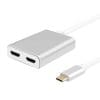 helos Splitter USB 3.1 Type-C St./2x HDMI Buchse, PREMIUM 4K, silber