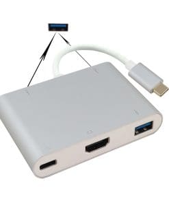 helos Dockingstation, USB 3.1 Type-C St/3xUSB/HDMI/Type-C Bu, PREMIUM 4K, silber