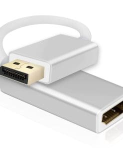 helos Adapterkabel, DisplayPort Stecker/ HDMI Buchse, PREMIUM 4K, silber
