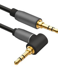 helos Anschlusskabel, Klinke 3,5mm Stecker/Stecker 90°, PREMIUM, 2,0m, schwarz