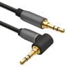 Klinke 3,5mm St./Klinke 3,5mm 90° gewinkelt St. 3 Pin , PREMIUM , Aluminium-Gehäuse , vergoldete Kontakte , ROHS 2.0 und REACH-konform , Farbe: schwarz