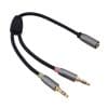 helos Adapterkabel, Klinke 3,5mm Buchse/2x Klinke 3,5mm Stecker,PREMIUM, schwarz mini DisplayPort 1.2 St./HDMI 2.0 Buchse , 3840 x 2160 @ 60 HZ , PREMIUM , TPE-Außenmantel (hochflexibel) , Alumnium-Gehäuse , Kabellänge: 10cm , vergoldete Kontakte , ULTRA HD 4K ,Farbe: silber