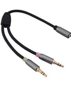 helos Adapterkabel, Klinke 3,5mm Buchse/2x Klinke 3,5mm Stecker,PREMIUM, schwarz