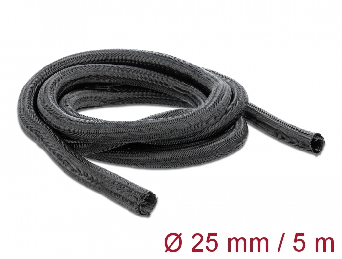Delock Geflechtschlauch selbstschließend 5 m x 25 mm schwarz Delock Geflechtschlauch selbstschließend 5 m x 25 mm schwarz