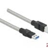 Delock USB 3.2 Gen 1 Kabel Typ-A Stecker zu Typ-B Stecker mit Metallmantel 2 m mit Schalter und Beleuchtung