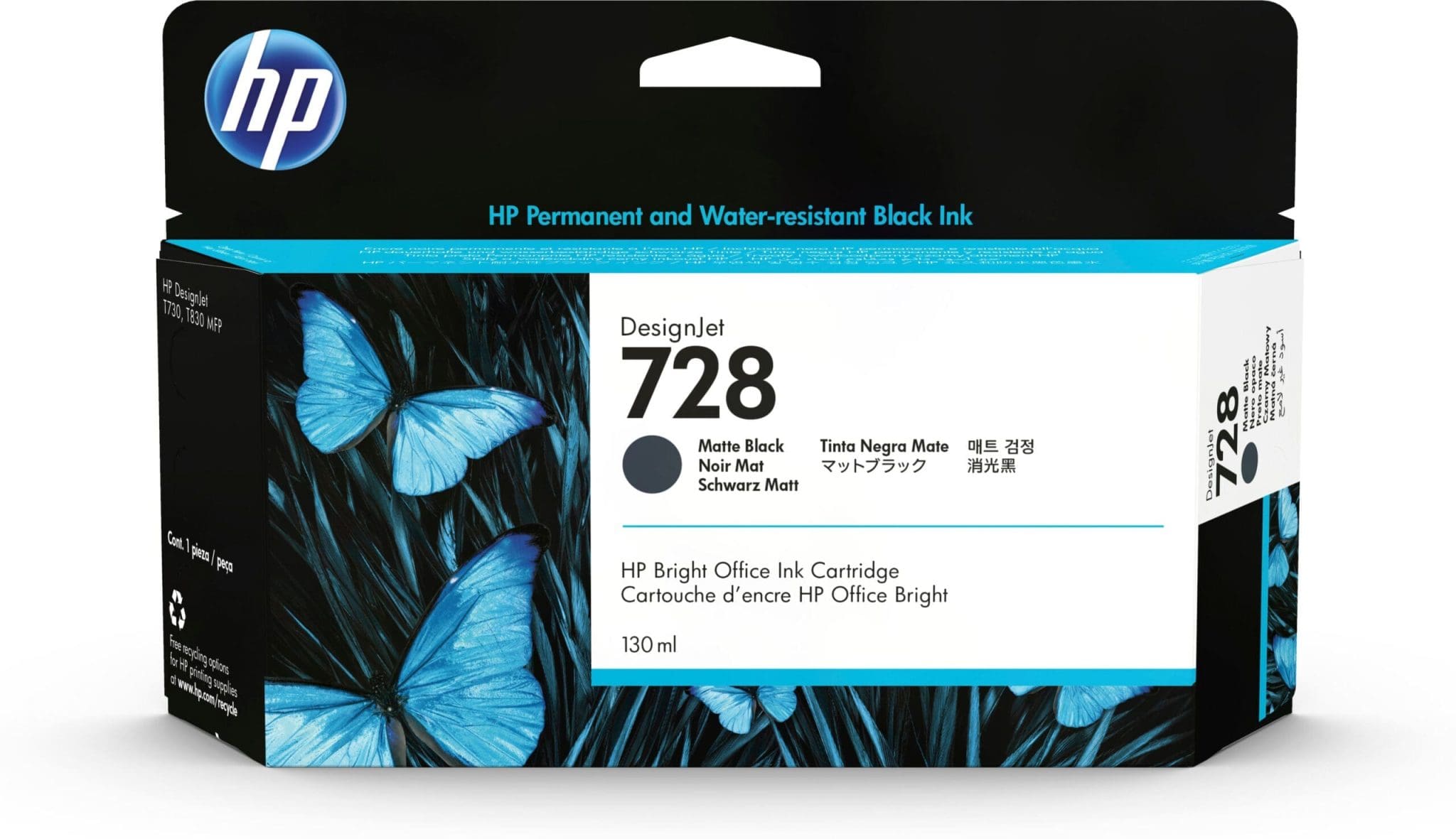 HP 728 Mattschwarz DesignJet-Tintenpatrone, 130 ml HP 728 Mattschwarz DesignJet-Tintenpatrone, 130 ml