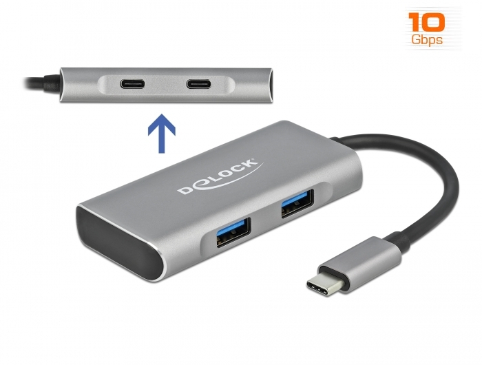 Delock Externer USB 3.2 Gen 2 Type-C Hub mit 2 x Typ-A und 2 x Type-C Delock Externer USB 3.2 Gen 2 Type-C Hub mit 2 x Typ-A und 2 x Type-C