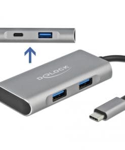 Delock Externer USB 3.2 Gen 2 Type-C Hub mit 3 x Typ-A und 1 x Type-C