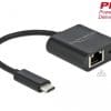 Delock USB Type-C Adapter zu Gigabit LAN 10/100/1000 Mbps mit PD schwarz