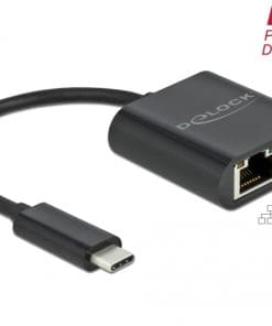 Delock USB Type-C Adapter zu Gigabit LAN 10/100/1000 Mbps mit PD schwarz