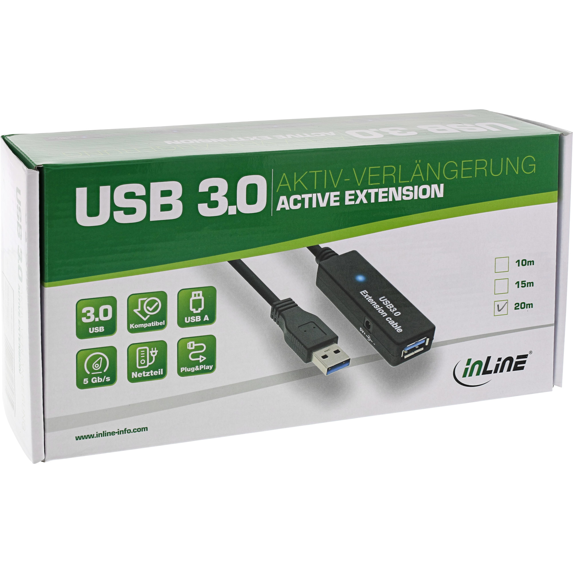 InLine® USB 3.0 Aktiv-Verlängerung, Stecker A an Buchse A, schwarz, 20m, schwarz InLine® USB 3.0 Aktiv-Verlängerung, Stecker A an Buchse A, schwarz, 20m, schwarz – Bild 4