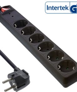 InLine® Steckdosenleiste, 6-fach Schutzkontakt, mit Überspannungsschutz, mit Schalter, 1,5m