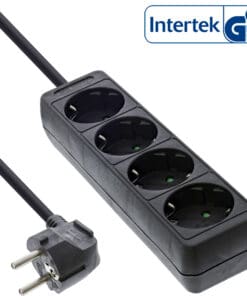 InLine® Steckdosenleiste, 4-fach Schutzkontakt 5m, schwarz
